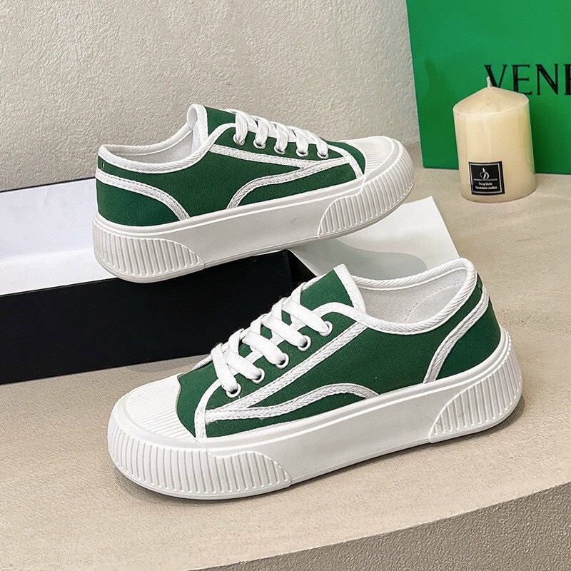 Giày nữ vải canvas mềm chạy viền chỉ điểm nhấn kiểu dáng đơn giản