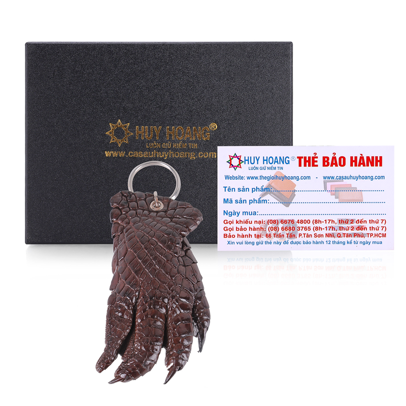 Móc khóa da cá sấu nguyên màu nâu đất HK8272