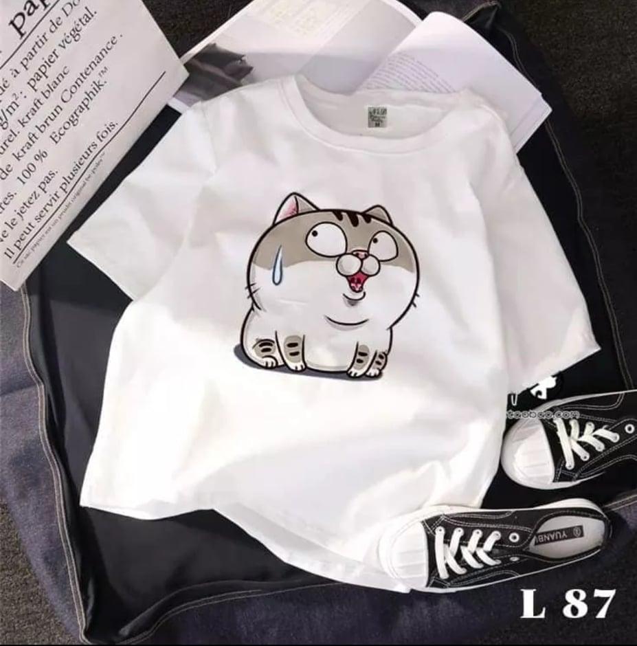 Áo thun nam form rộng in hình Mèo Ami Bụng Bự * Sợ Đổ Mồ Hôi * vải dày mịn mát