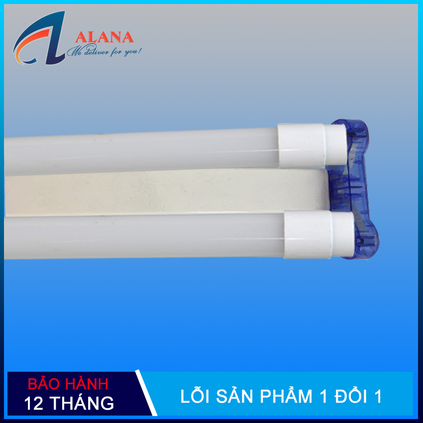 Combo 2 đèn led tuýp thủy tinh 1.2 mét  20w ánh sáng trắng + 1 bộ máng đèn led đôi 1,2 mét cao cấp