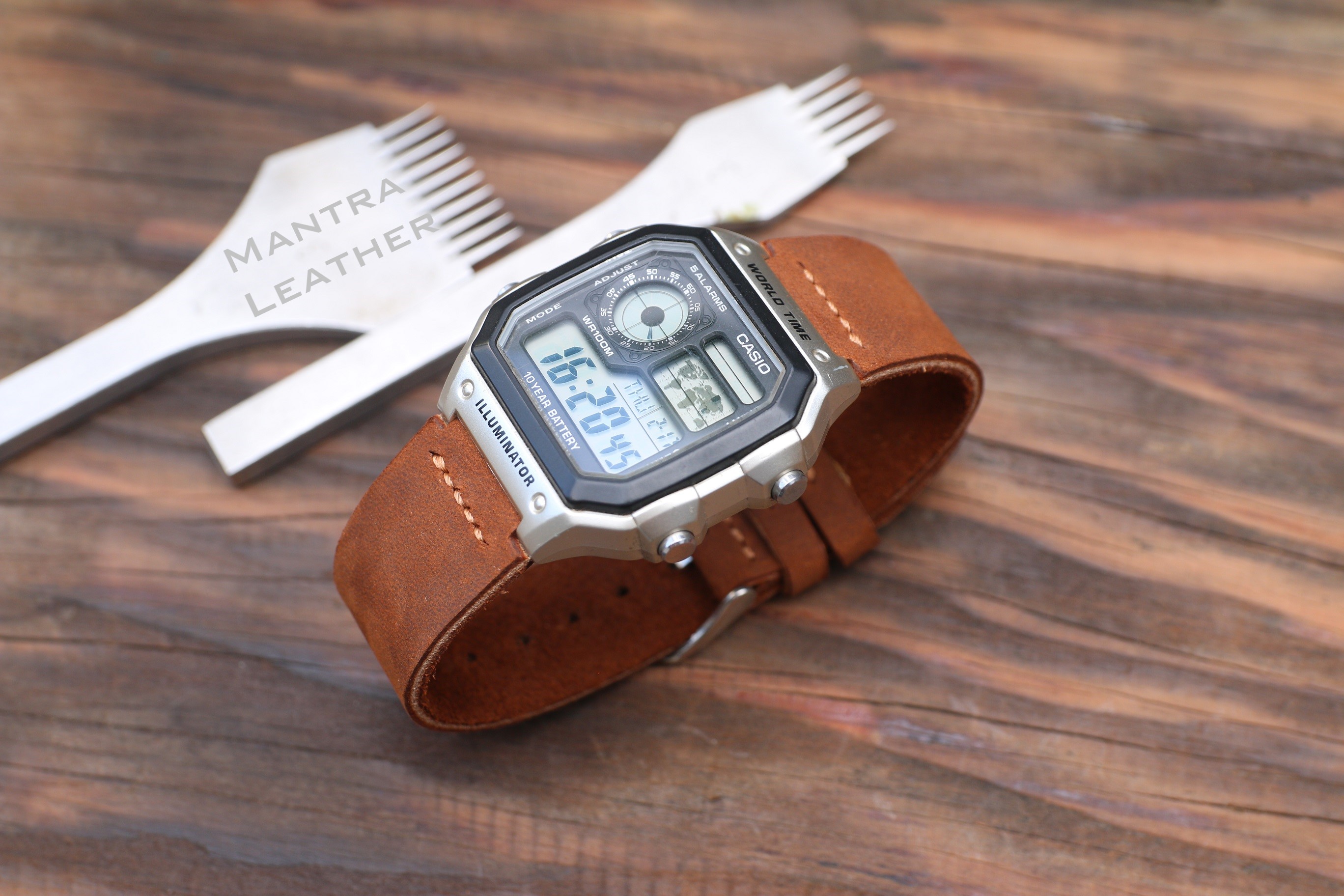 Dây da thay thế đồng hồ Casio AE1200 da thật