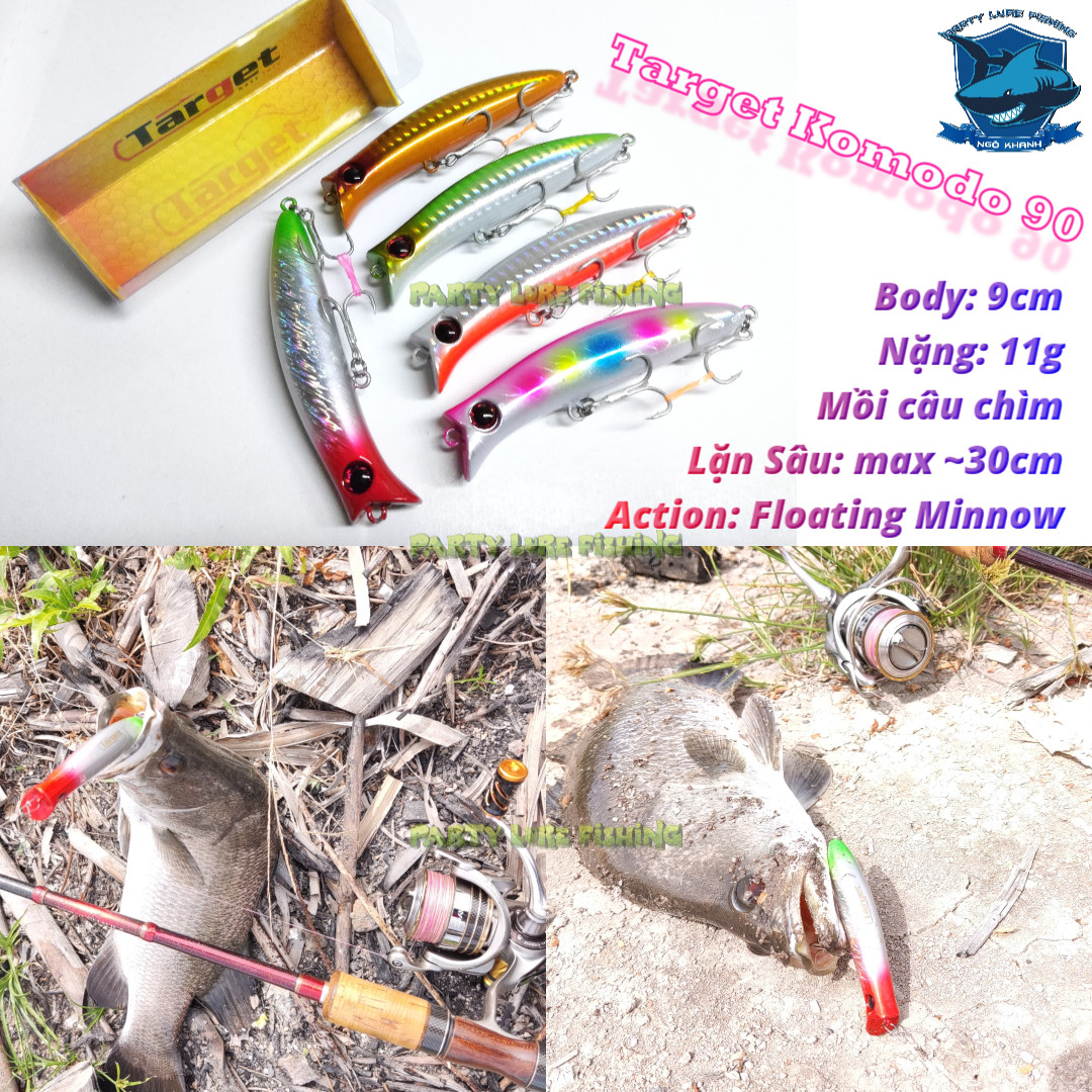 Mồi lure Target Komodo 90F , mồi câu cá chẽm, măng, chéc, cháo, mú...