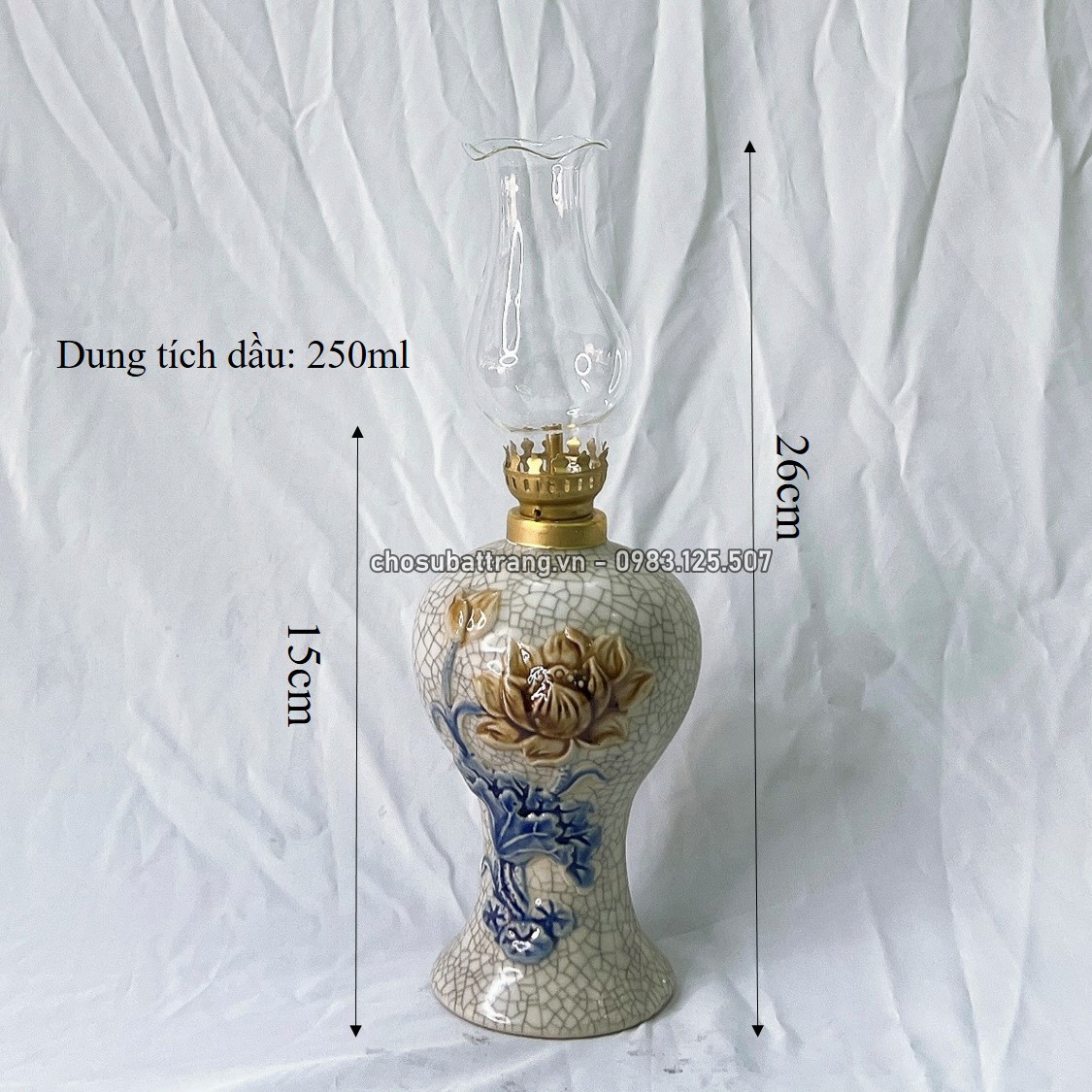Đèn thờ cúng gia tiên rạn nổi sen - siêu đẹp siêu rẻ - đèn dầu thờ cúng