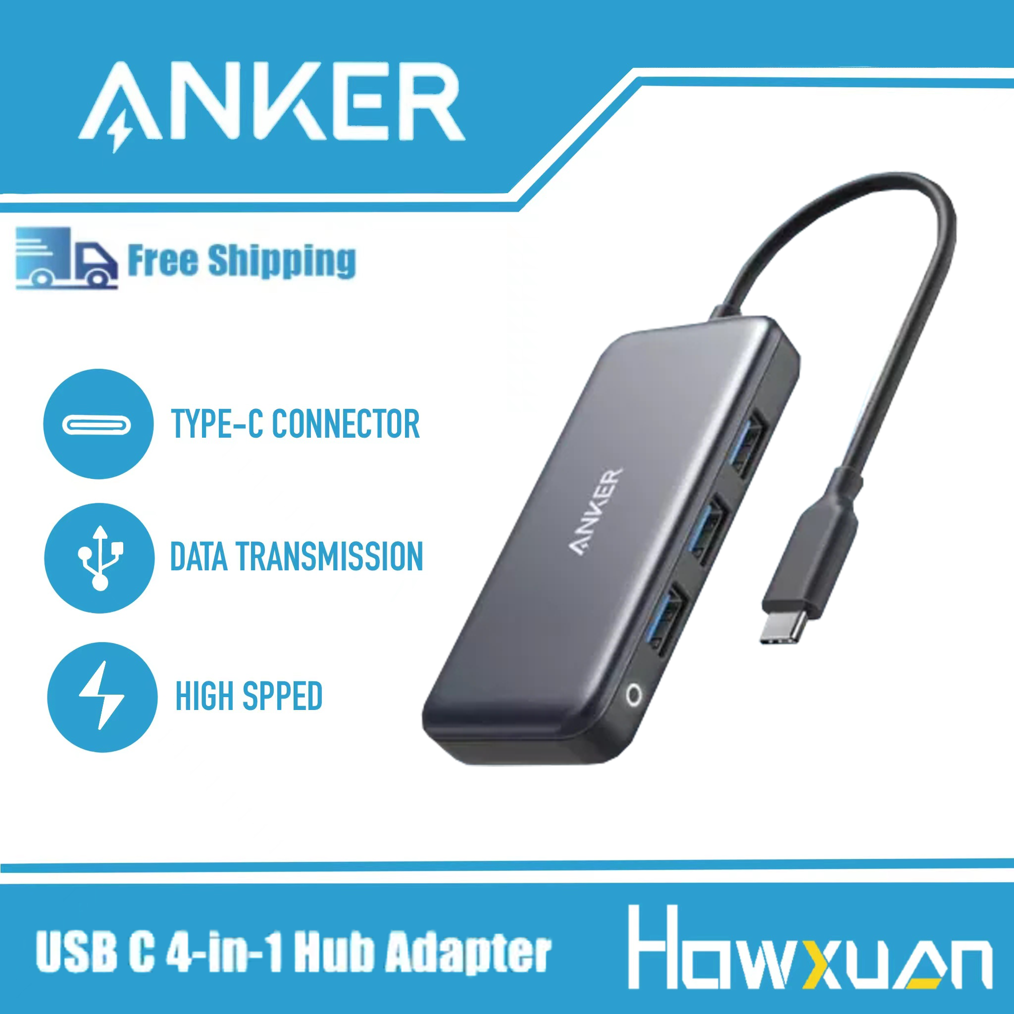 Anker A8321 Premium 4-in-1 USB C Hub Adapter with 60W Power Delivery