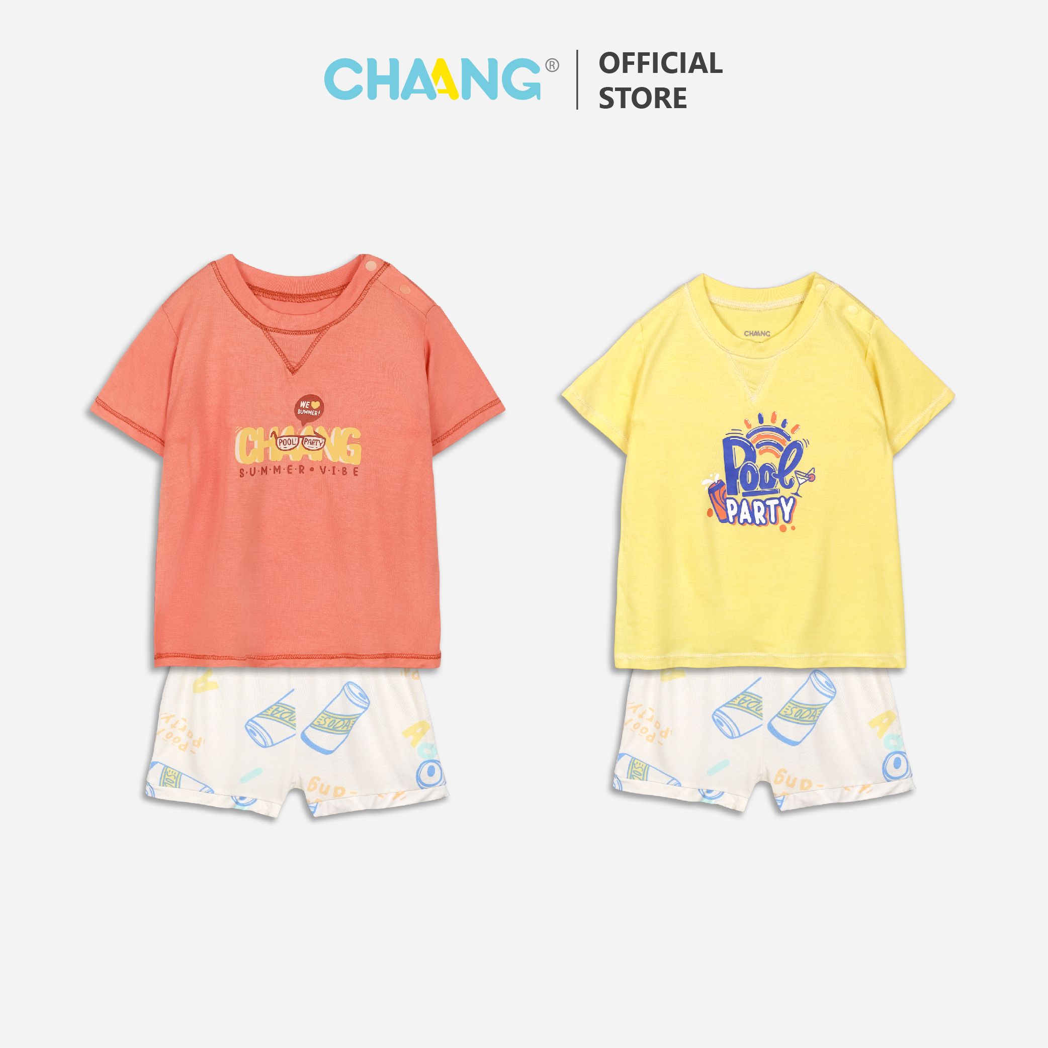 Bộ quần áo cộc cúc vai bé trai Pool Party Chaang
