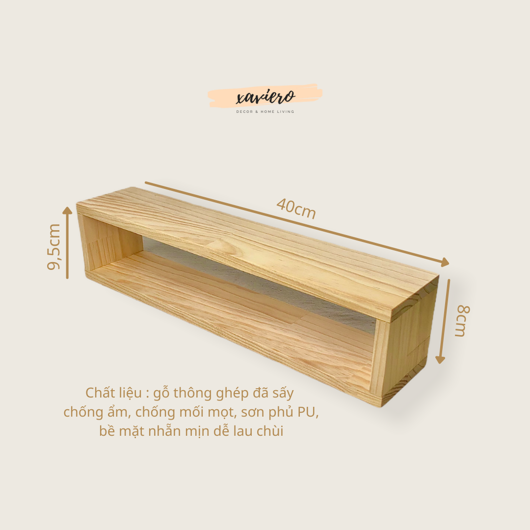 Kệ để bàn gỗ tự nhiên 40X8X9,5Cm xaviero decor