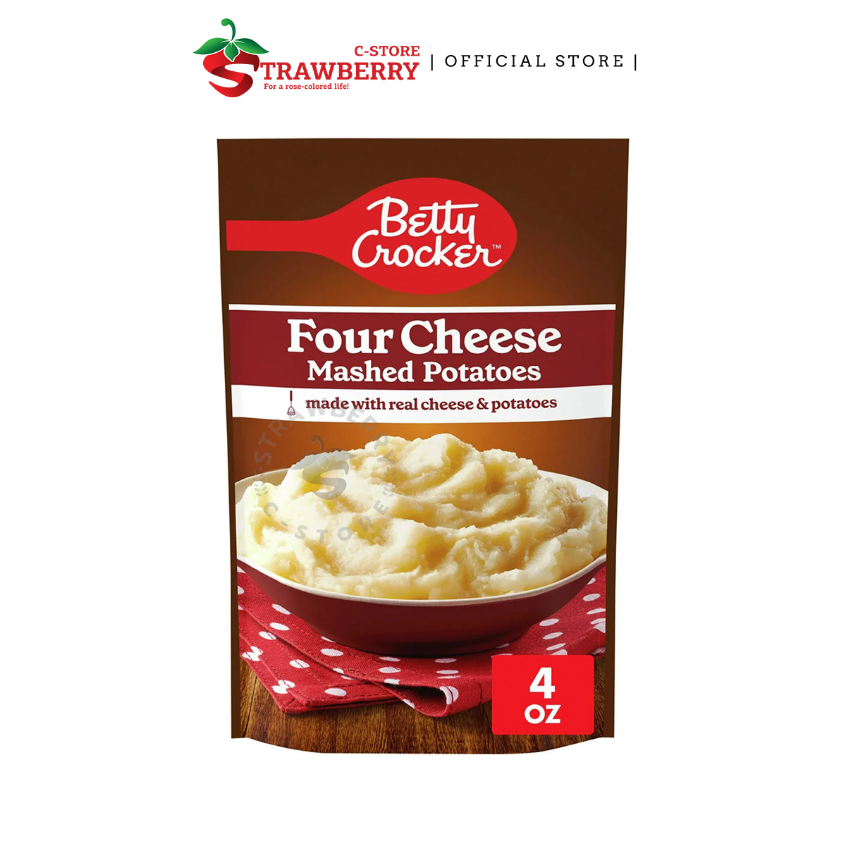 Bột Khoai Tây Phô Mai Nghiền Betty Crocker Four Cheese Mashed Potatoes, Gói 113g (4 Oz.)