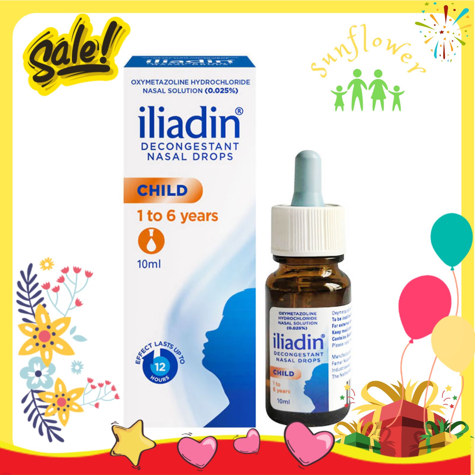 Nước nhỏ mũi illiadin cho bé từ 1 tuổi đến 6 tuổi - Shop Sunflower