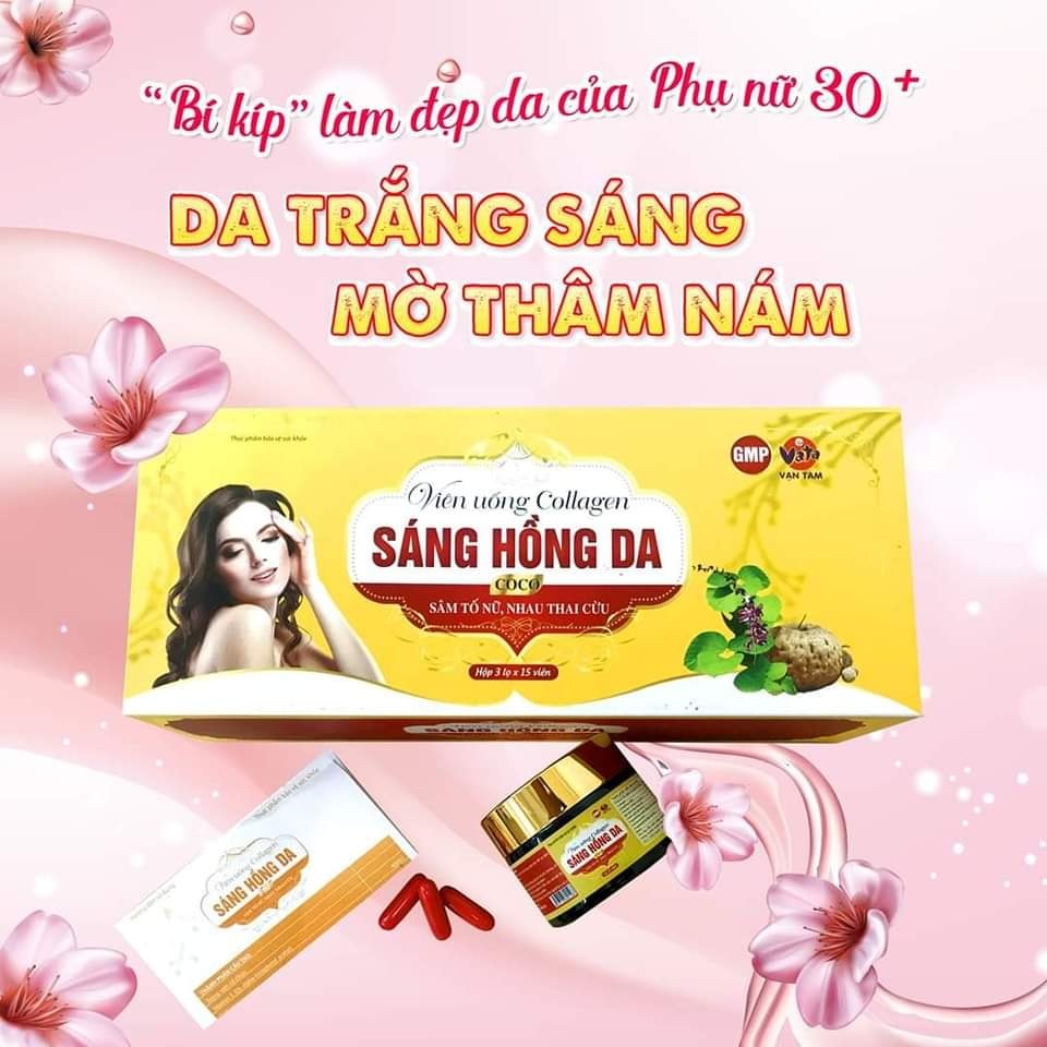 Viên uống sáng hồng da coco vạn tam giúp trắng da mờ nám bổ sung collagen ngăn ngừa lão hoá