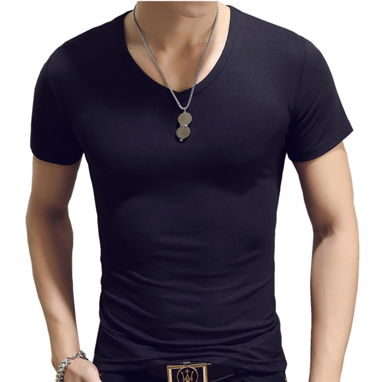 Áo thun nam body ngắn tay cổ tim style hàn quốc - al04