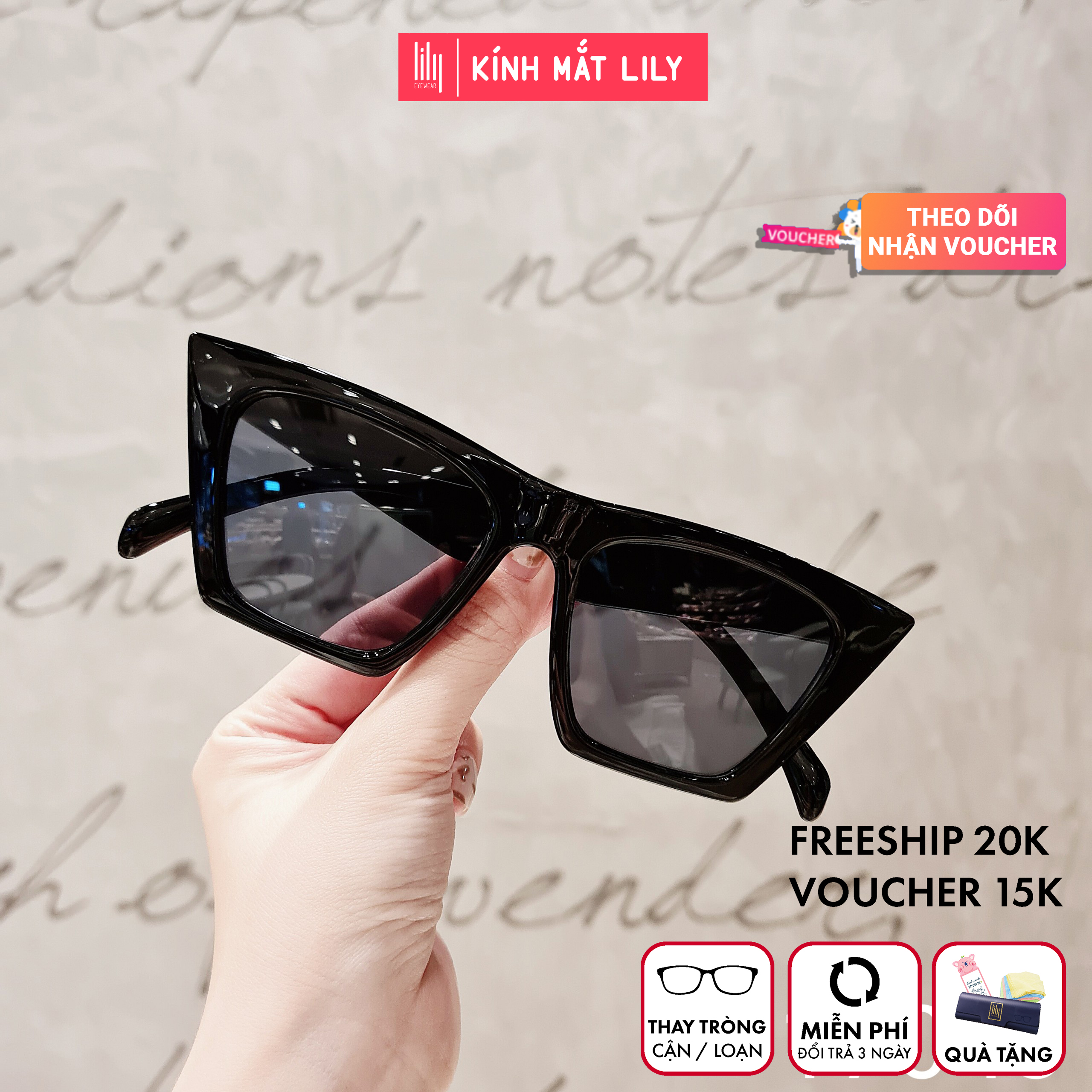 Kính râm nữ mắt mèo cá tính 17043 kèm quà