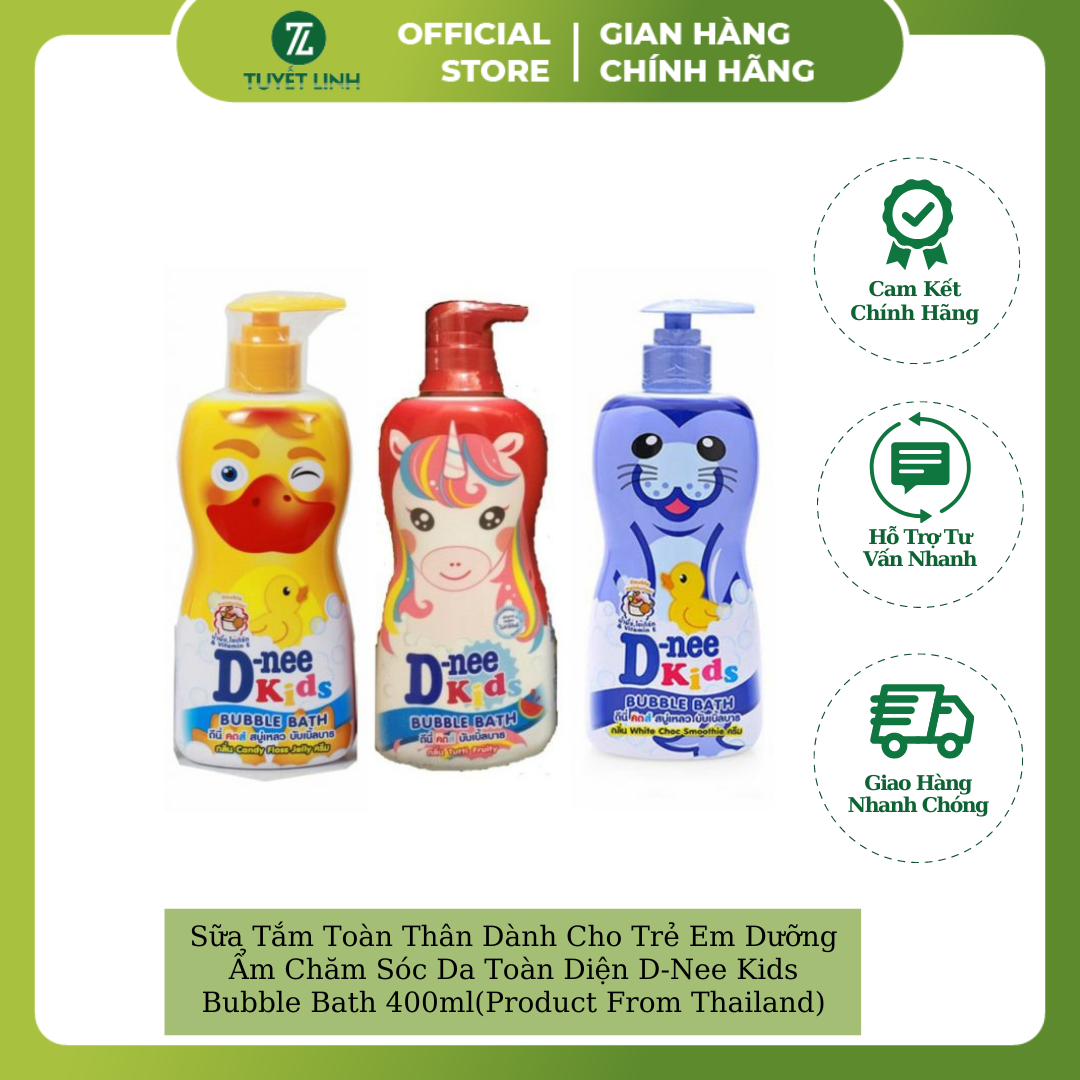 Sữa Tắm Toàn Thân Dành Cho Trẻ Em Dưỡng Ẩm Chăm Sóc Da Toàn Diện D-Nee Kids Bubble Bath 400ml(Product From Thailand)