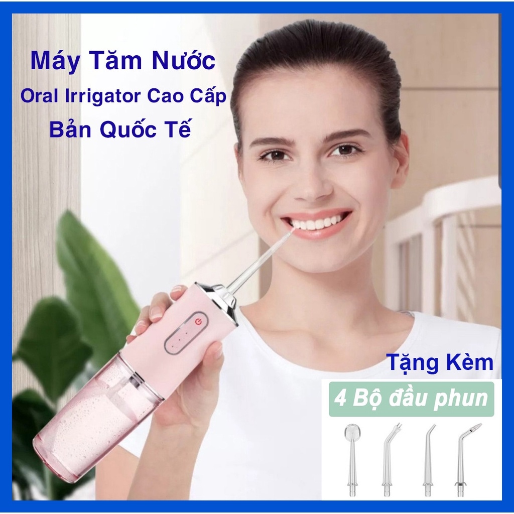 Máy Tăm Nước Cầm Tay - Tăm Nước Vệ Sinh Răng Miệng Oral Irrigator Bản Quốc Tế Chuẩn Châu Âu Chính Hãng