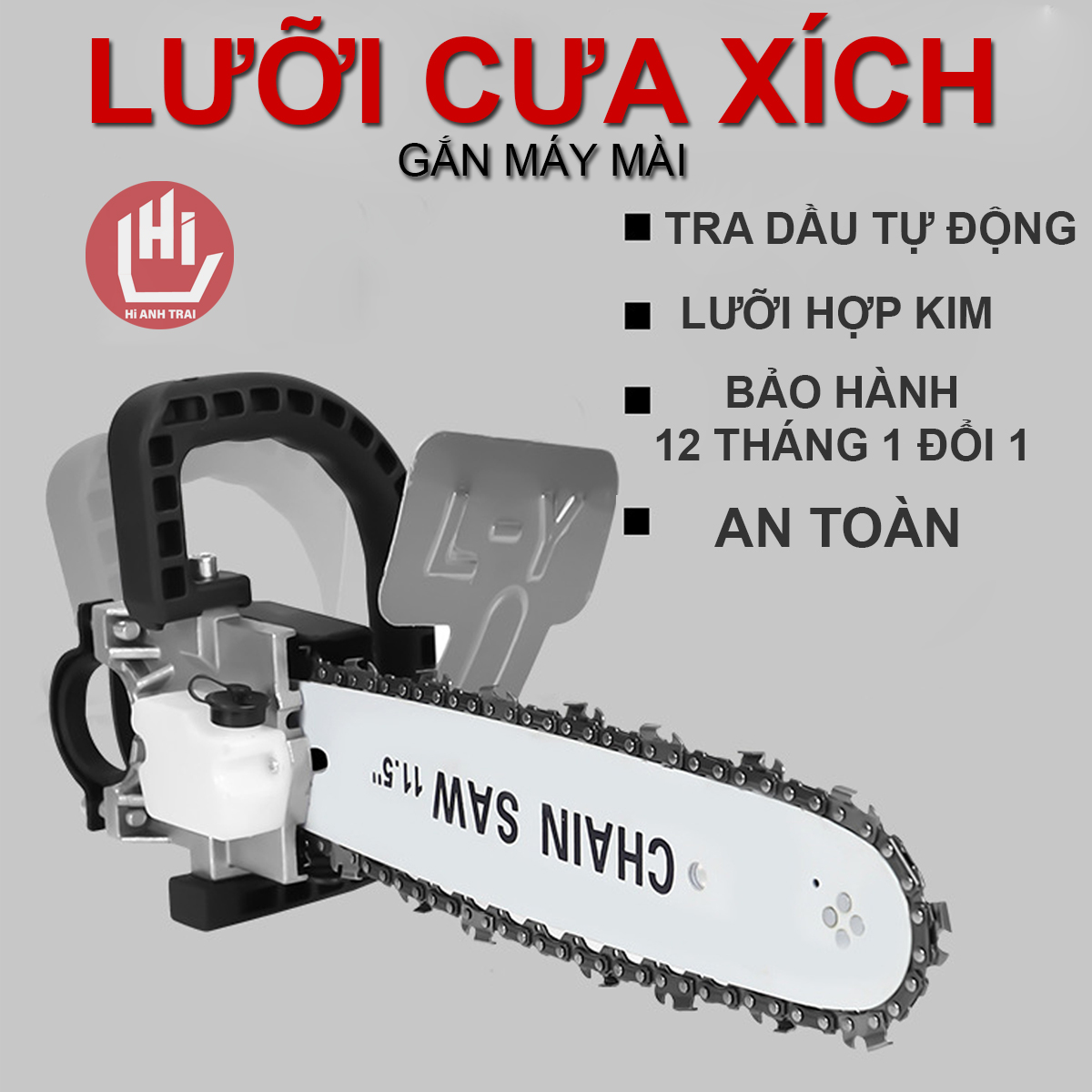 [BẢO HÀNH CHÍNH HÃNG] Lưỡi cưa xích gắn máy mài cầm tay - Lưỡi cưa gỗ chuyên dụng -  Có bình tra dầu tự động - Thép tinh chuyên cao cấp - Chuyển đổi máy mài thành máy cưa - Máy cưa gỗ cầm tay