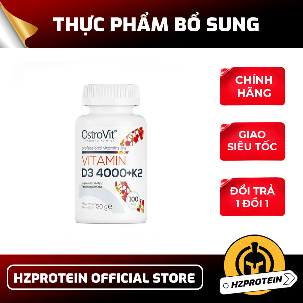[HCM] Ostrovit D3 K2, Vitamin D3 4000iu +K2 100mcg: Viên uống giúp xương chắc khỏe