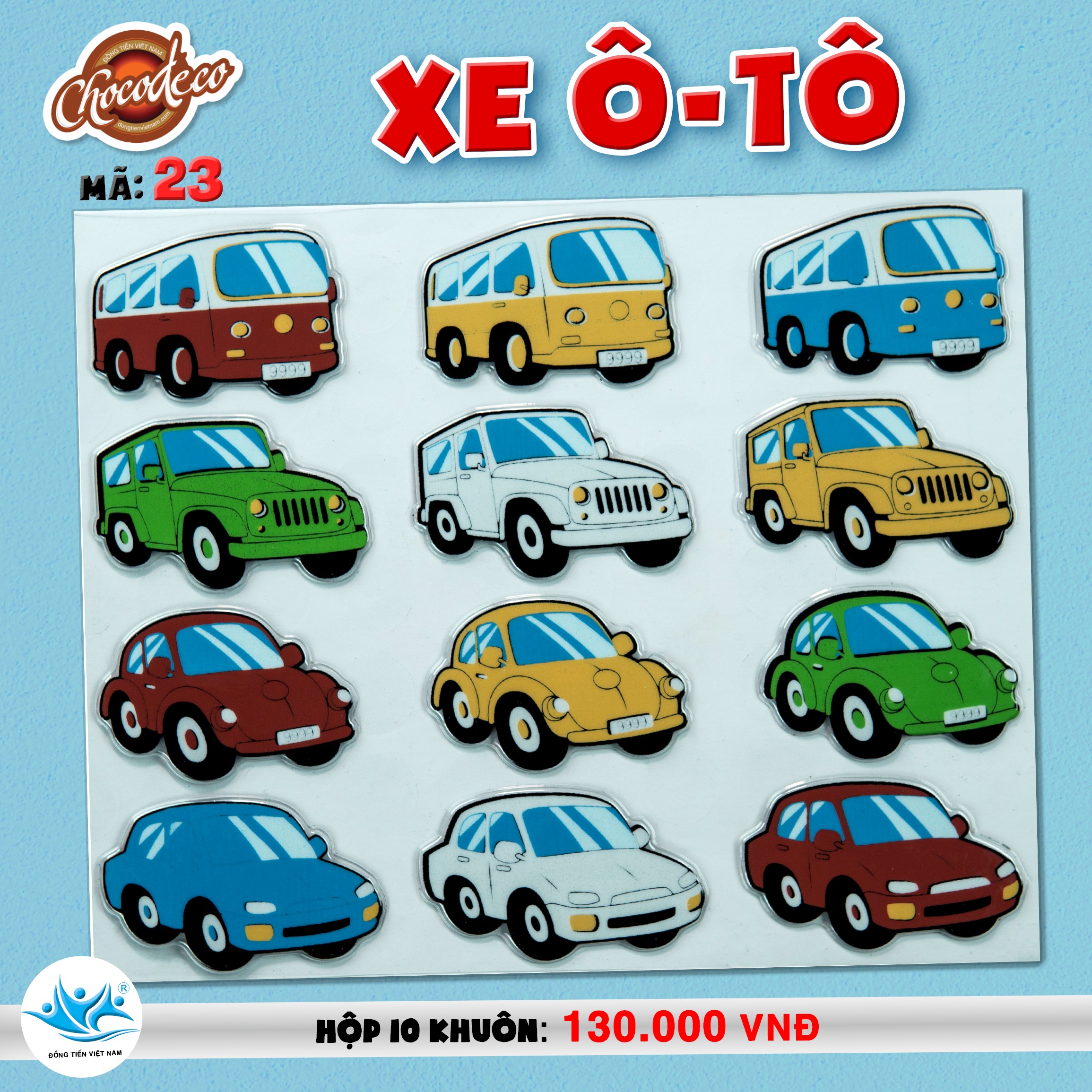 Khuôn CHOCO DECOR 23 Xe Oto -khuôn socola trang trí bánh kem- Đồng Tiến Việt Nam
