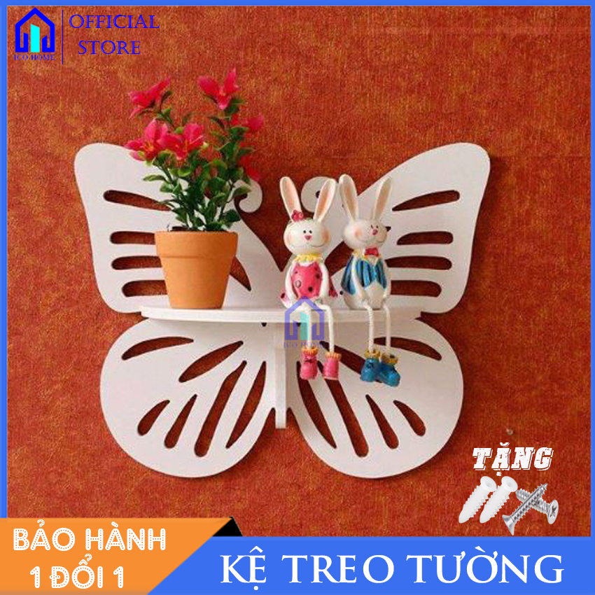 Kệ gỗ treo tường trang trí đựng đồ đa năng thông minh hình con bướm - ICO HOME