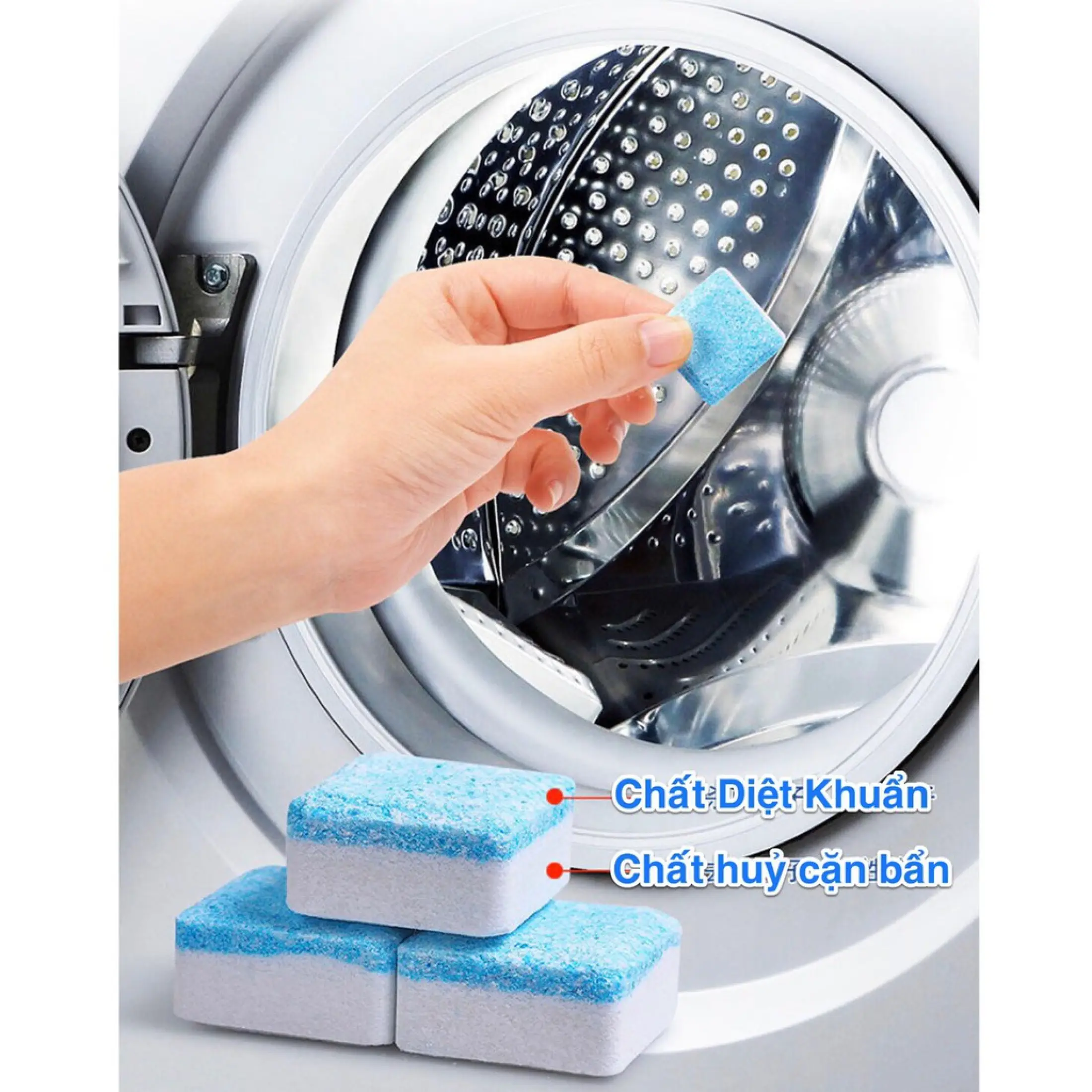 Hộp 12 Viên Tẩy Vệ Sinh Lồng Máy GiặtI Diệt khuẩn và Tẩy chất cặn Lồng máy giặt hiệu quả