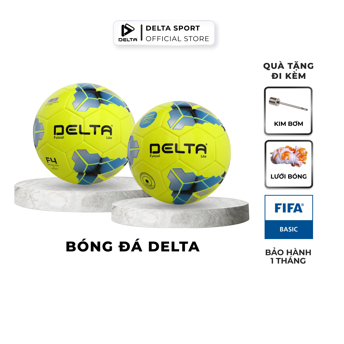 Bóng đá futsal DELTA Lite size 4 3696-4D từ da PU, chơi trên sân cỏ nhân tạo hoặc trong nhà