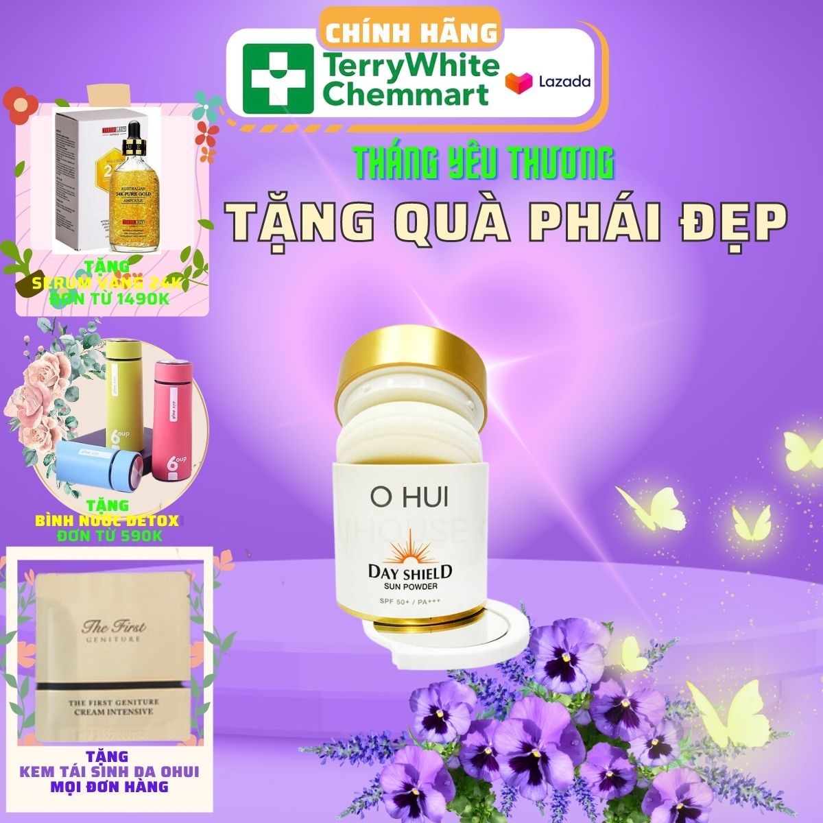 Phấn phủ chống nắng ohui day shield perfect sun powder spf50+pa+++