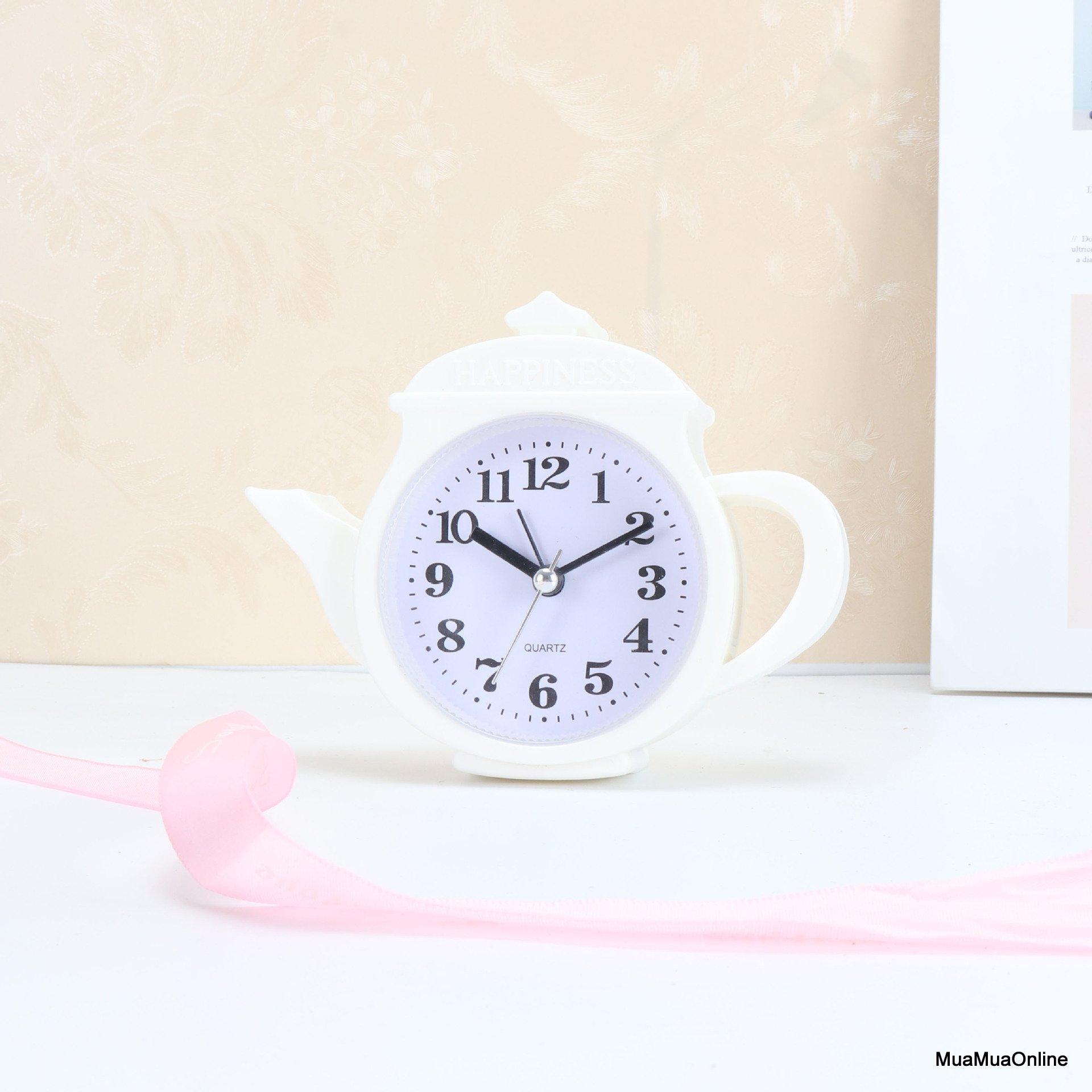 Đồng hồ để bàn hình ấm trà nhiều màu