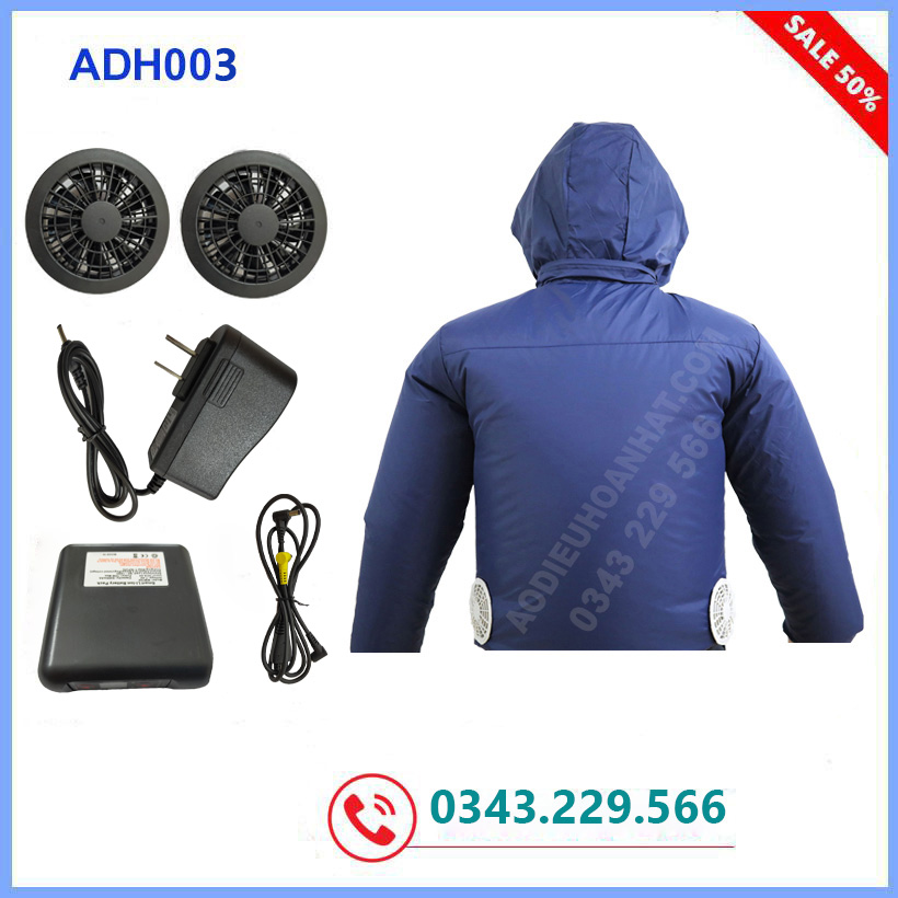 Áo điều hòa quạt gió áo làm mát công nghệ nhật bản - xanh than
