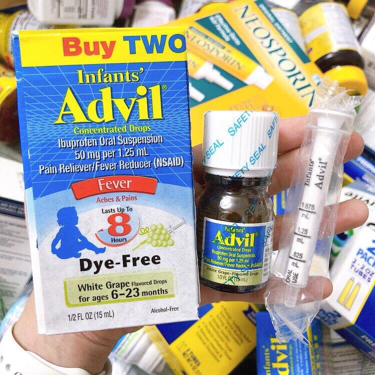 SIRO HẠ SỐT, GIẢM ĐAU ADVIL INFANTS CONCENTRATED DROPS CHO BÉ TỪ 6 – 23 THÁNG – HƯƠNG NHO 15ML