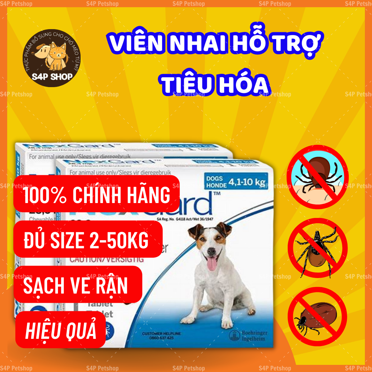 Nexgard viên nhai vị thịt bò phòng và trị ve bọ chét rận cho chó xuất xứ Pháp