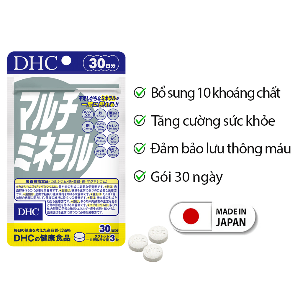 Viên uống DHC Multi Minerals chứa nhiều loại khoáng tổng hợp hỗ trợ duy trì sức khoẻ, nâng cao hiệu suất làm việc gói 30 ngày - Hàng nội địa Nhật Bản Rin Store