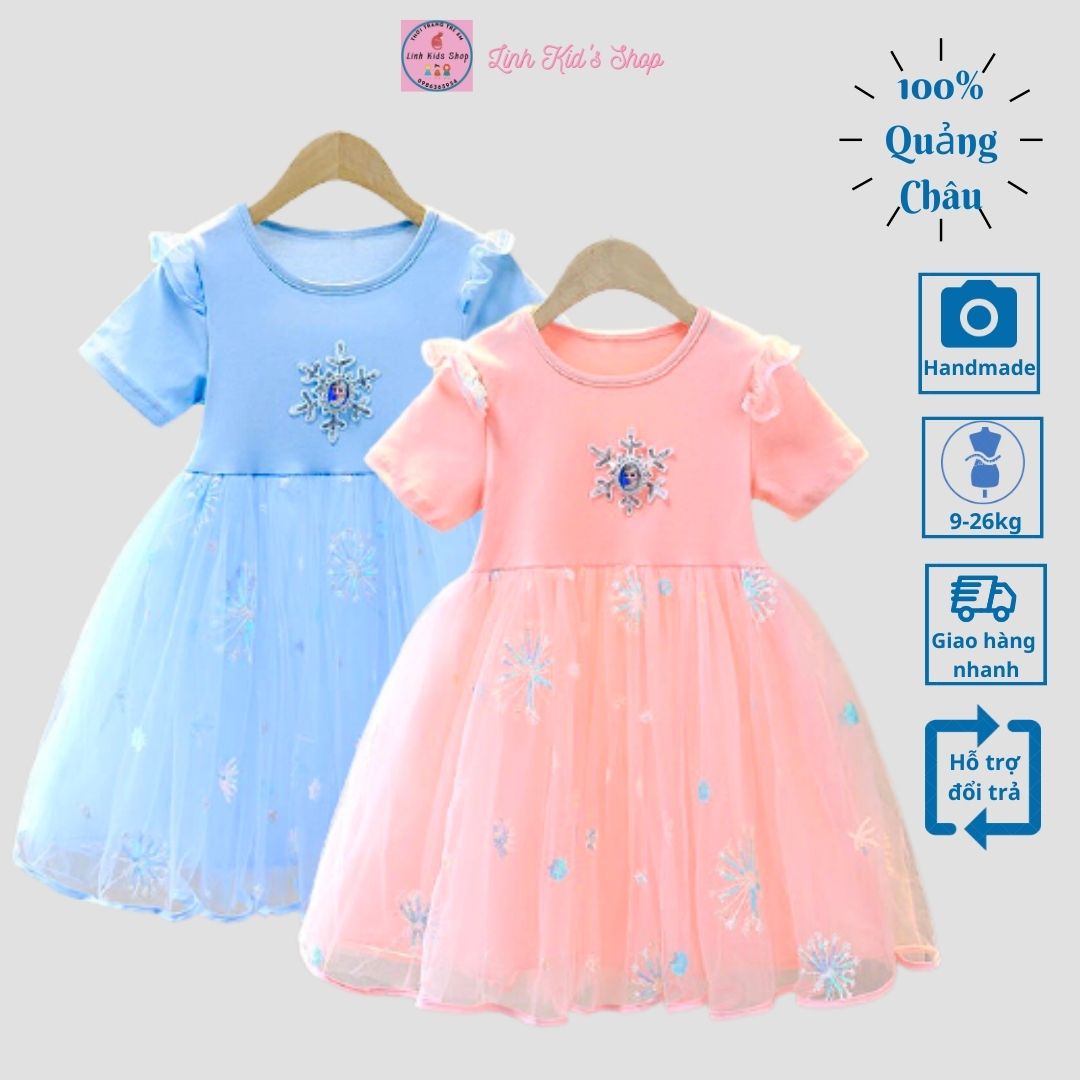 Váy elsa ngắn tay cho bé gái từ 8-25kg