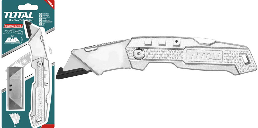 Dao rọc xếp total THT5136138 lưỡi dao SK5, kích thước lưỡi 61x19mm, kích thước chuẩn, sắc bén chất lượng, bảo hành 3 tháng