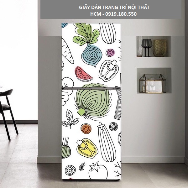 Giấy Decal Dán Tủ Lạnh Phong Thủy RAU CỦ VINTAGE - THUTHAODECOR