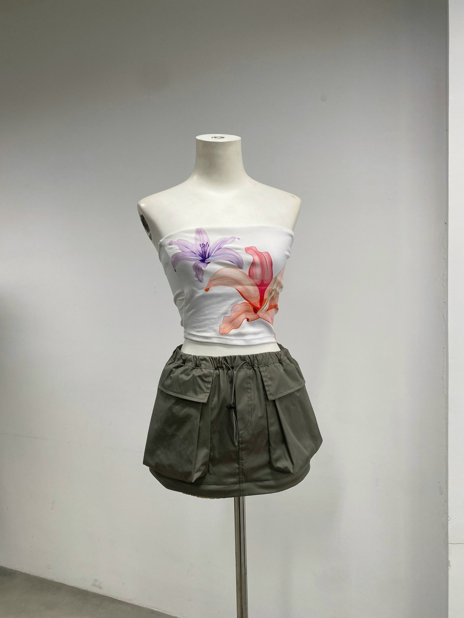 Chân váy dù túi hộp freckles studios 2 in 1 lưng thun dây rút co dãn - valeria cargo skirt