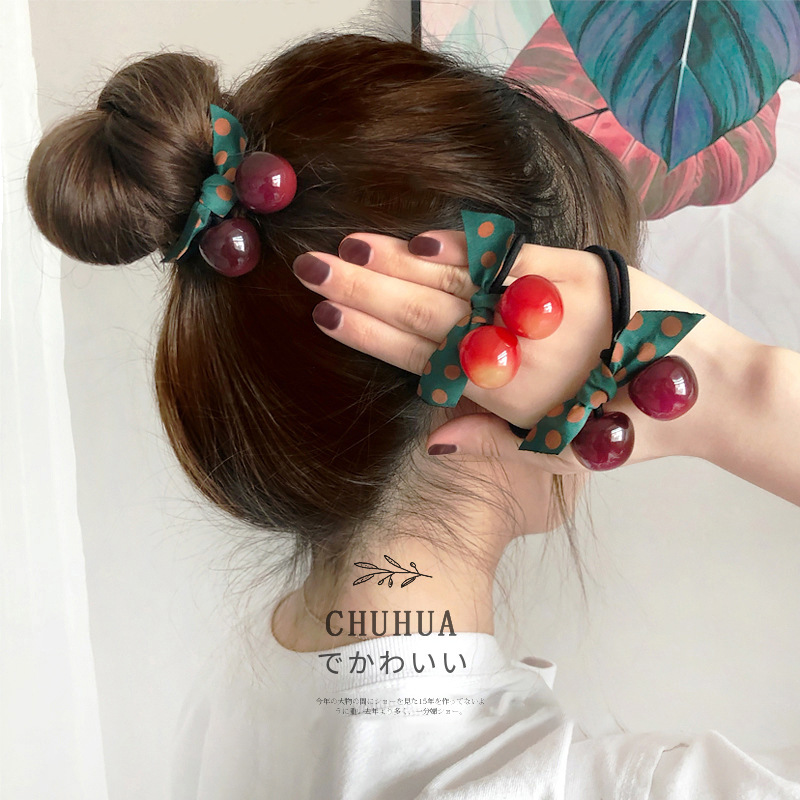 2 DÂY BUỘC TÓC CỘT TÓC CHO BẠN GÁI HÌNH TRÁI CHERRY CHO BẠN GÁI CAO CẤP