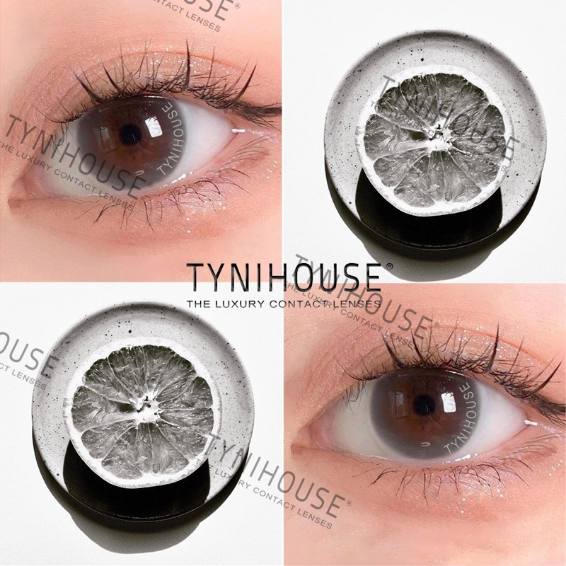 Kính áp tròng lens xám khói tự nhiên trong veo GEN GRAY size giãn ít | Tặng kèm khay