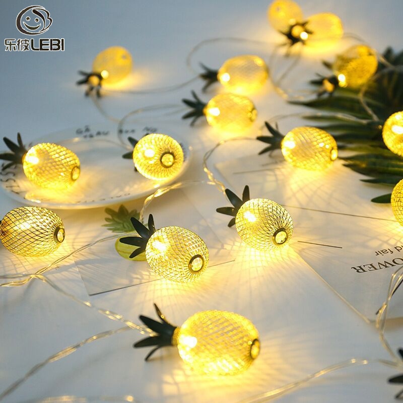 Lebi dây đèn led hình quả dứa bằng kim loại đèn lồng trái cây mô phỏng rỗng dây đèn trang trí hình quả dứa bằng sắt