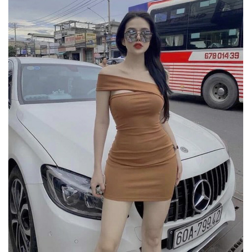 Váy đầm body trễ vai không tay thời trang XINSO cao cấp chất thun borip dày dặn co giãn tốt không bai xù