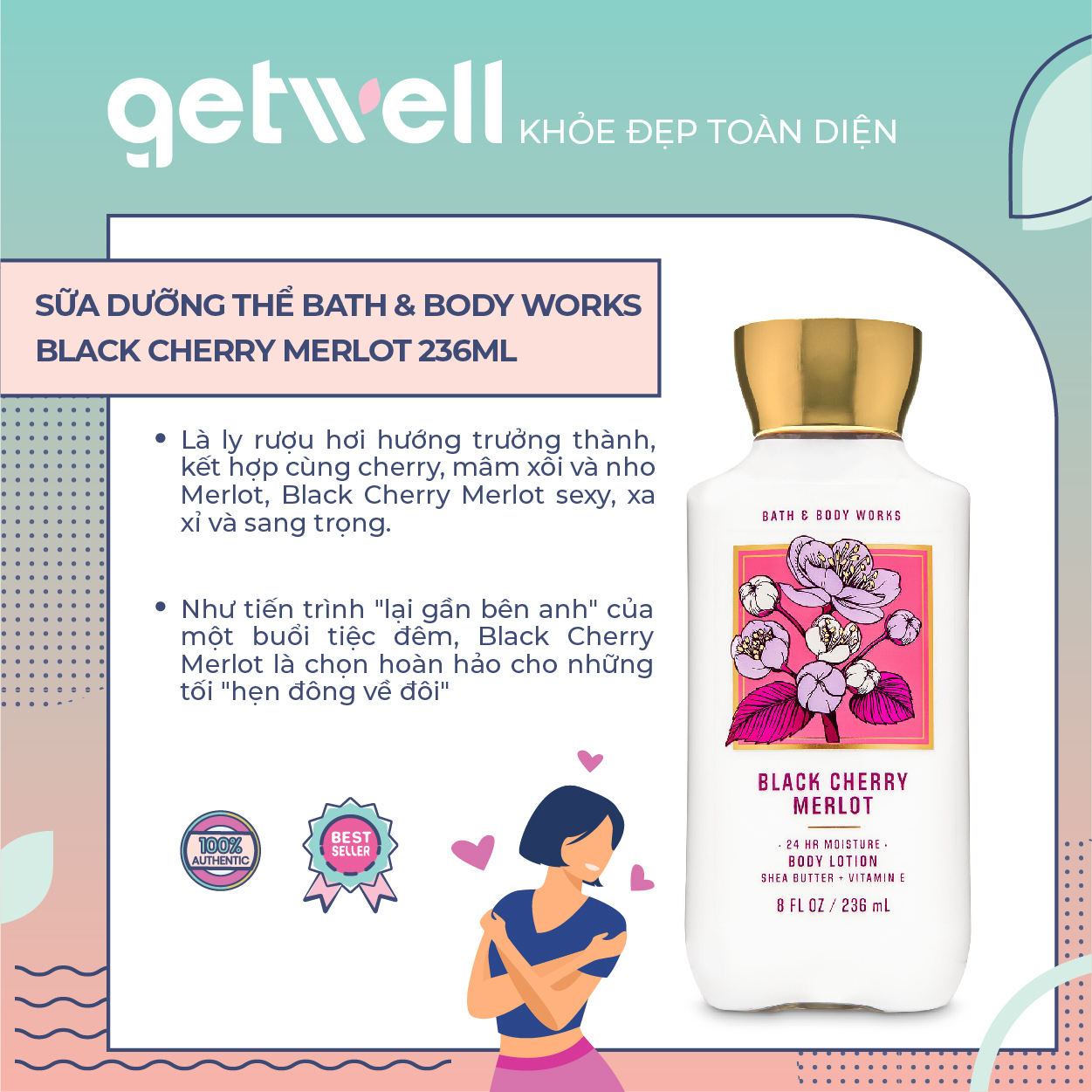 [HCM][MẪU HOA] BLACK CHERRY MERLOT | Sản Phẩm Dưỡng Toàn Thân Bath & Body Works Body lotion 236ml