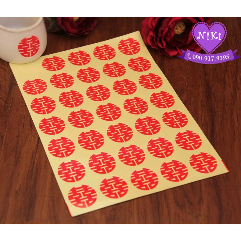 *chữ hỷ dán trái cây e04