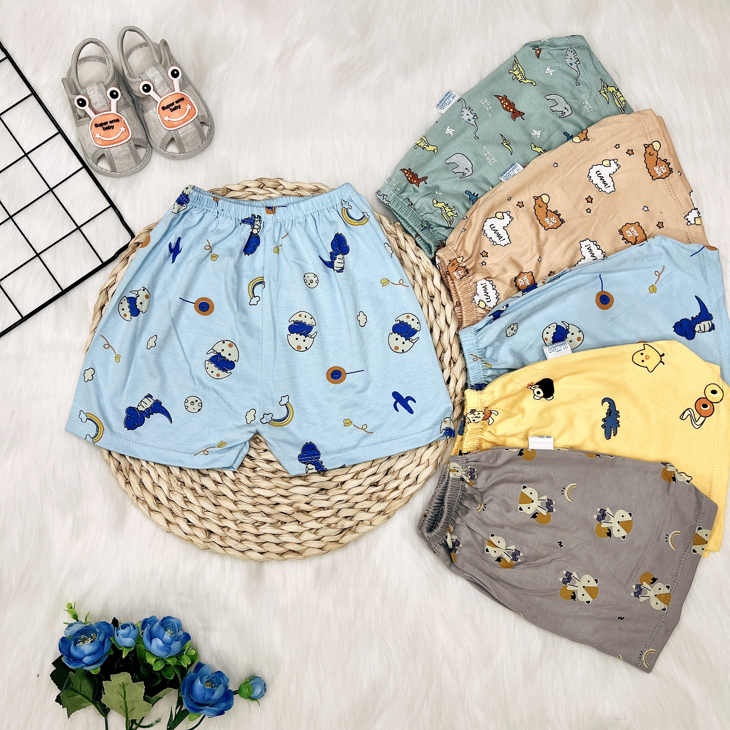 SET 10 chiếc Quần đùi chất cotton thun lạnh CAO CẤP co giãn 4 chiều mềm mịn cực đẹp mát cho bé Trai /Gái 5-16kg- QĐ - HH080 / quần đùi đóng bỉm cho bé / quần chục cho bé / quần đùi chục cho bé trai / quần chục