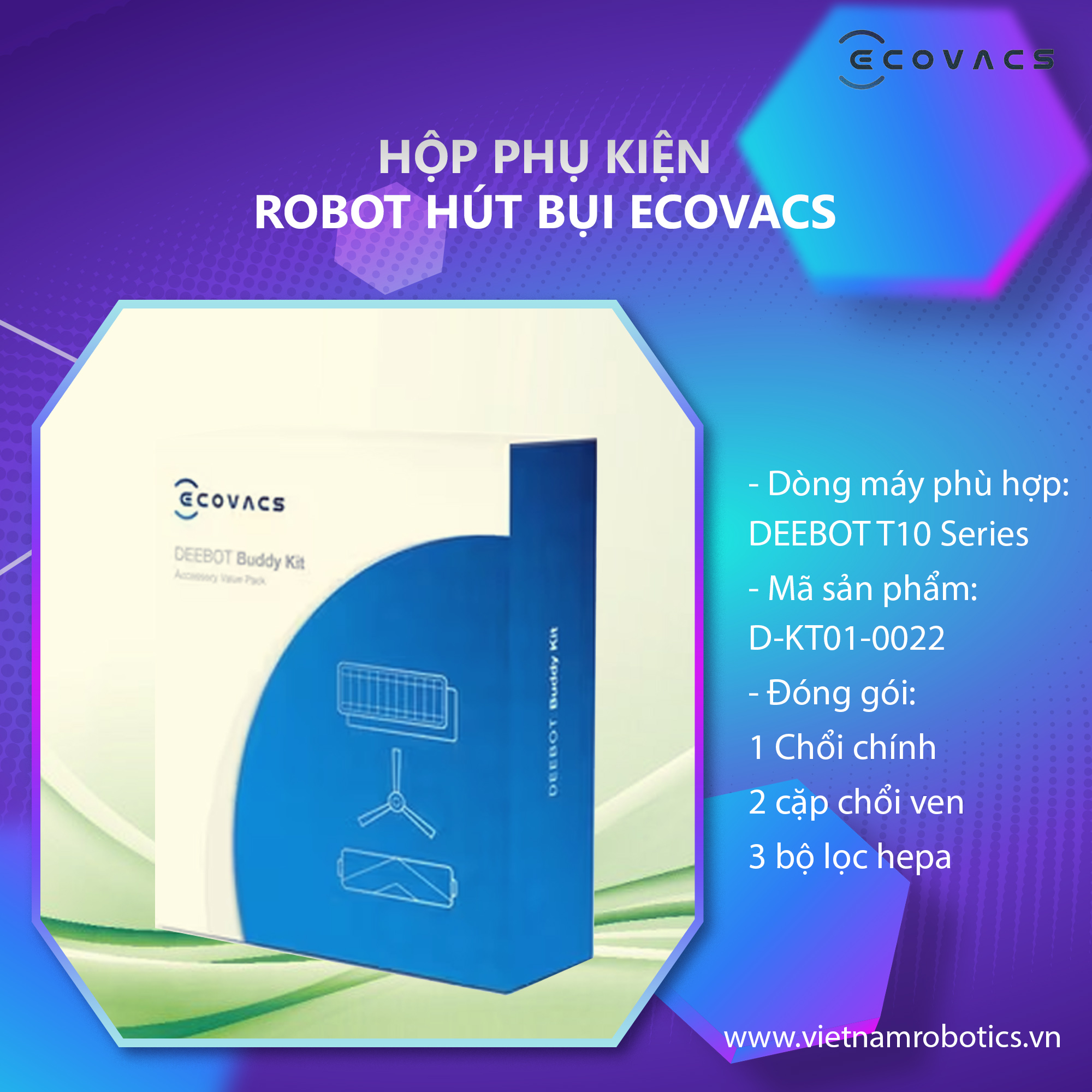 Hộp phụ kiện ecovacs deebot t10 - hàng chính hãng - bản quốc tế