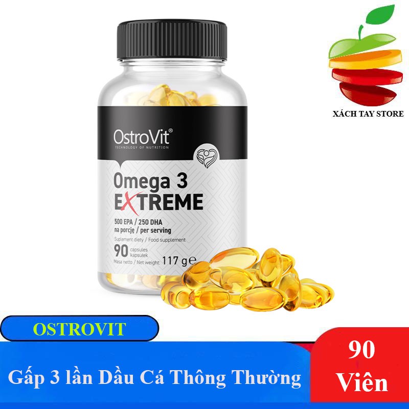 Viên uống dầu cá cô đặc omega 3 extreme ostrovit - 90 viên