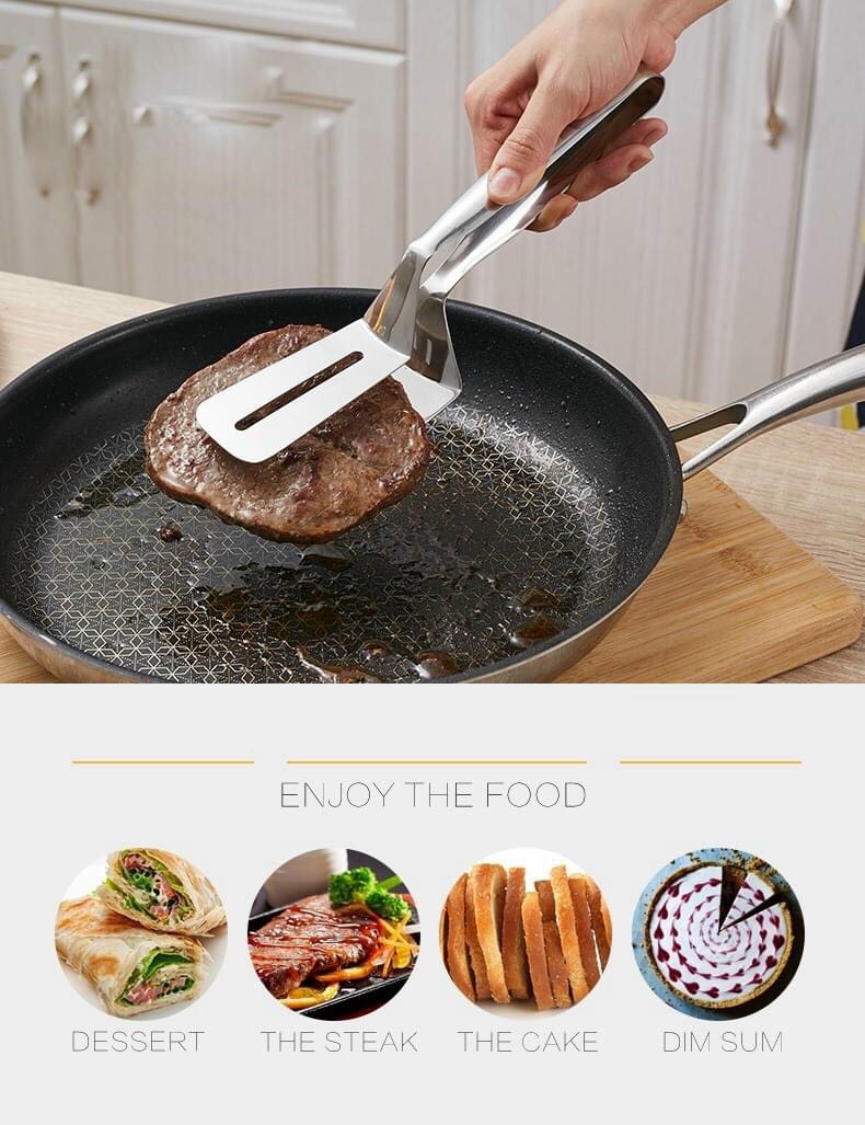 [HCM]Đồ dùng nhà bếp - Kẹp xẻng inox lật và chiên rán thức ăn