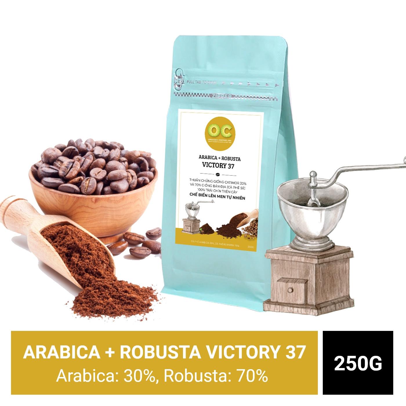 Arabica 30%& robusta 70%_cà phê bột rang vừa oc organic coffee 250g