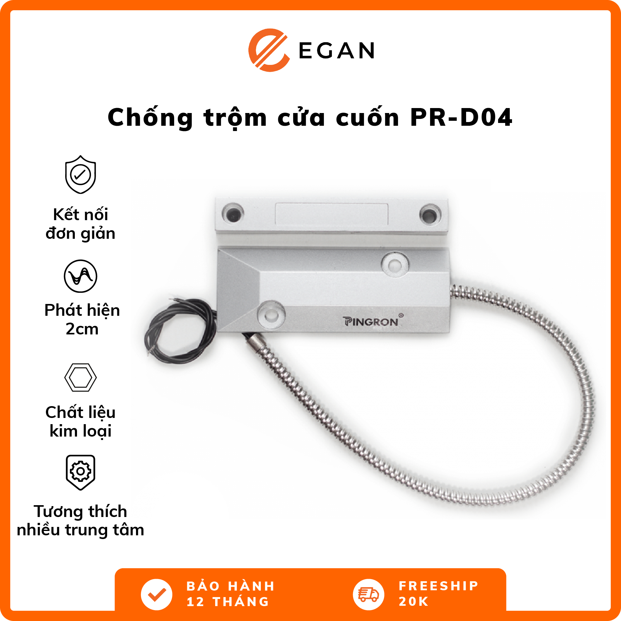 Thiết Bị Chống Trộm Gắn Cửa Cuốn Thiết Bị Chống Cạy Cửa Cuốn Chuông Chống Trộm Gắn Cửa Cuốn PINGRON PR-D04