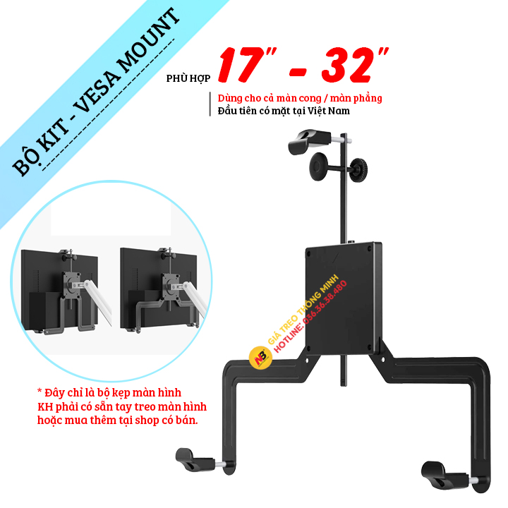 Bộ Kẹp Màn Hình Máy Tính A2 17 - 32 Inch - Bộ Kit Vesa Mount - Lắp Đặt Cùng Giá Treo Màn Hình [ Ưu Việt Hơn NB FP1 ]