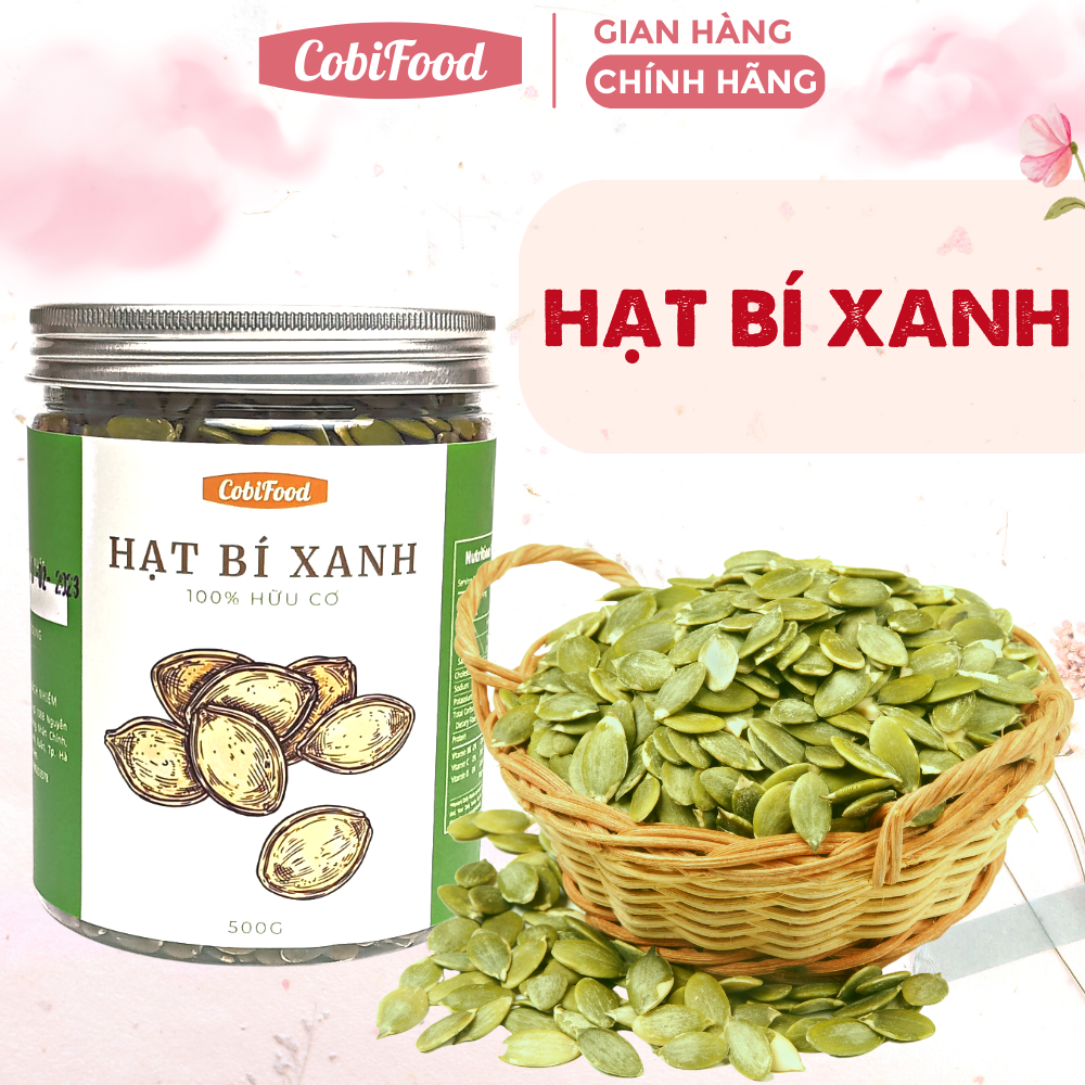 Nhân hạt bí xanh, hạt bí xanh sống COBIFOOD 500g, hạt bí xanh tách vỏ, dùng làm bánh, làm sữa hạt, hạt làm sữa