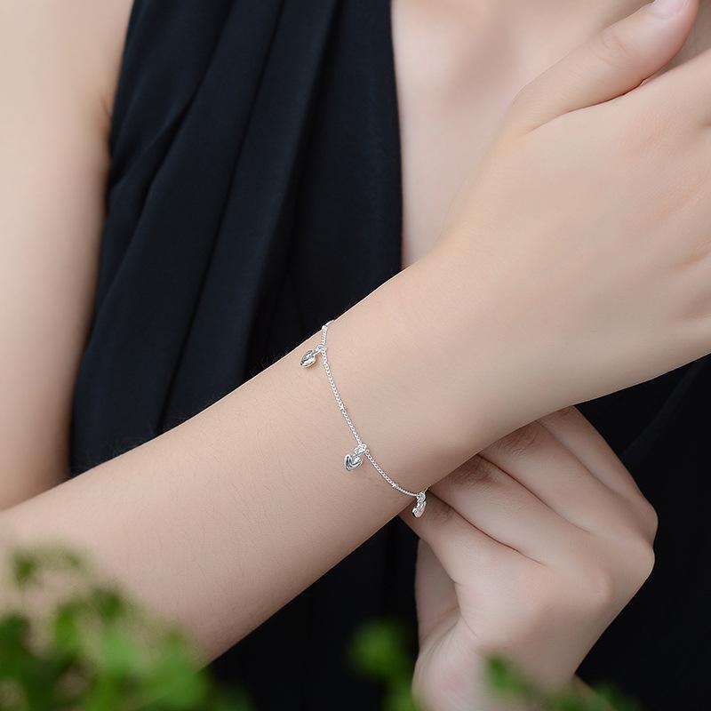 Lắc Tay Nữ Bạc Đính Trái Tim Cute LTNU-24