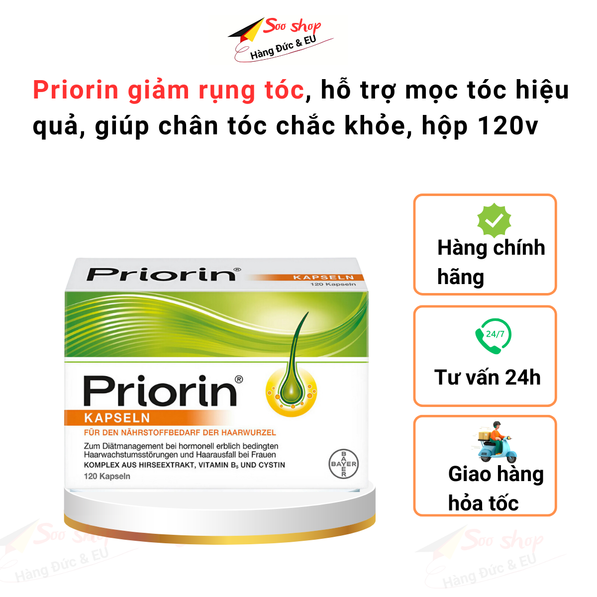 Priorin giúp tóc khỏe đẹp, giảm rụng tóc