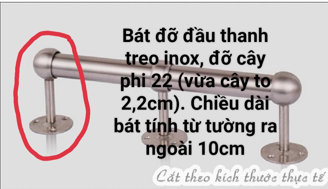 Bát Đỡ Đầu Thanh Treo Rèm Cửa Bằng Inox Phi 22 (vừa cây to 22cm)
